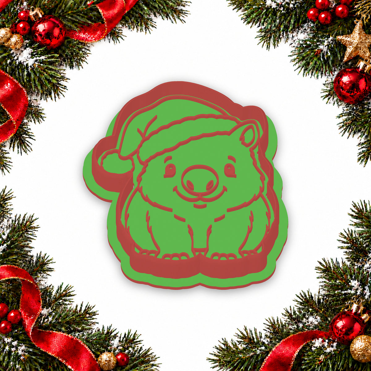 Wombat in Santa Hat cookie cutter and embosser set - image 4