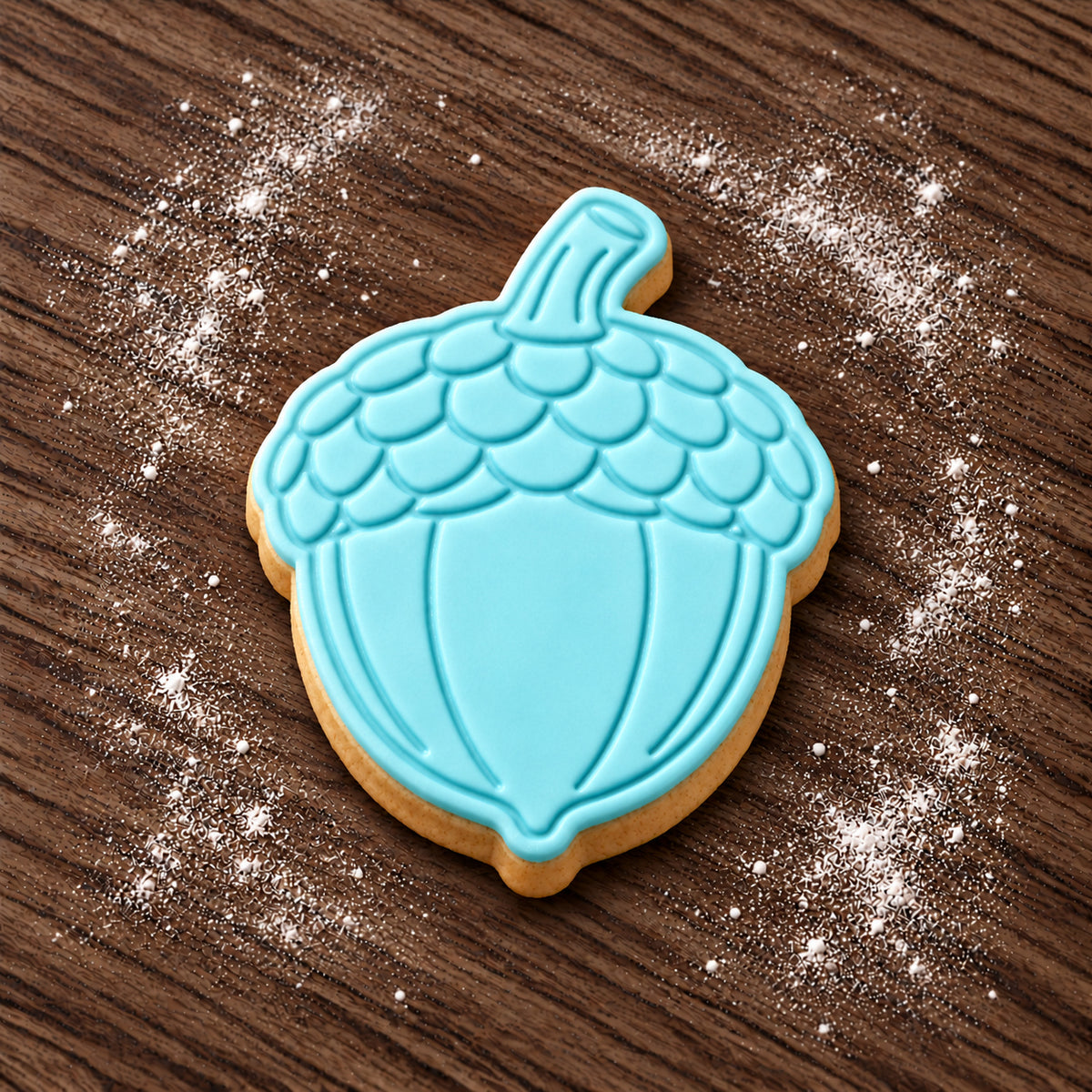 Acorn decorated fondant cookie