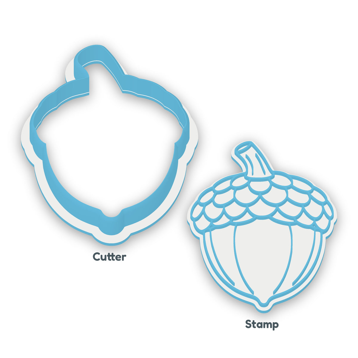 Acorn separate cookie cutter and matching embosser