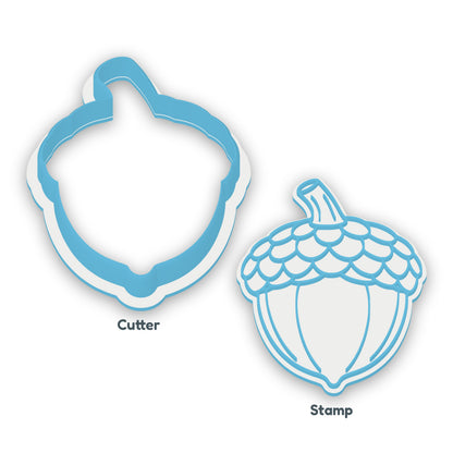 Acorn separate cookie cutter and matching embosser