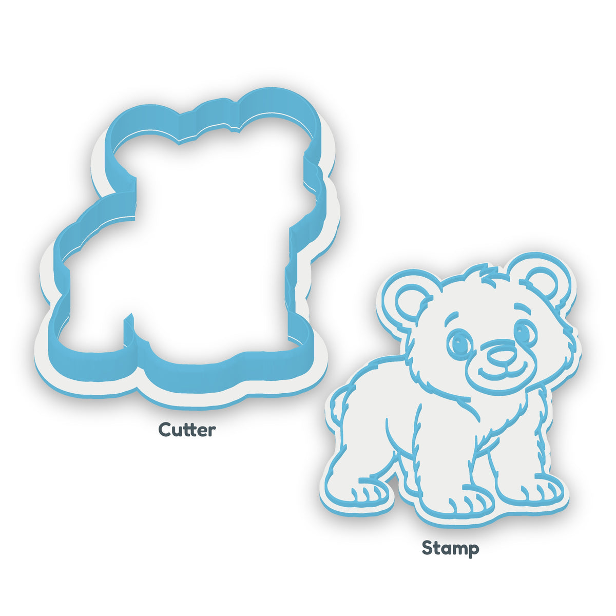 Bear Cub separate cookie cutter and matching embosser