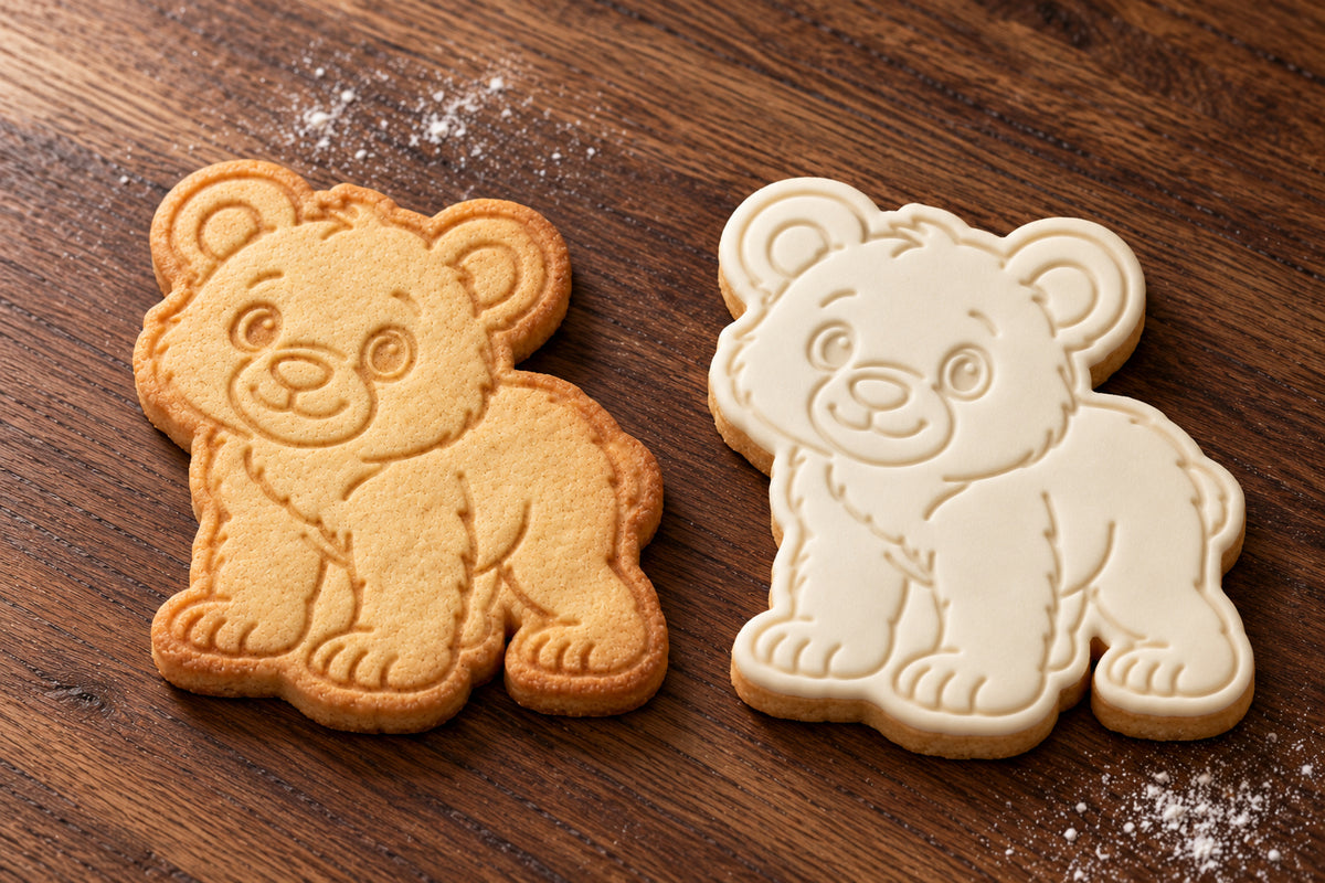 Bear Cub plain and white fondant cookie examples