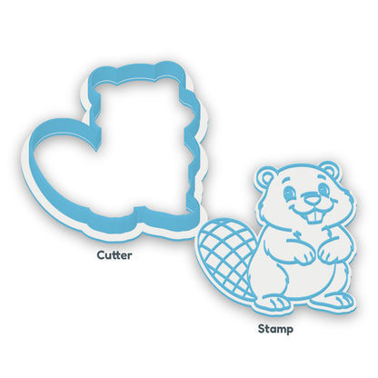 Beaver separate cookie cutter and matching embosser