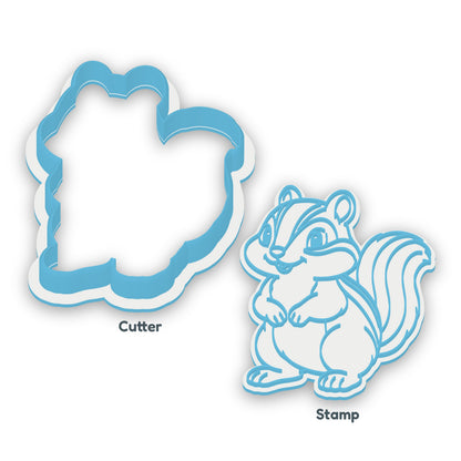 Chipmunk separate cookie cutter and matching embosser