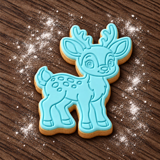 Deer decorated fondant cookie
