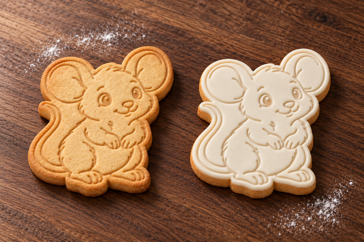 Field Mouse plain and white fondant cookie examples