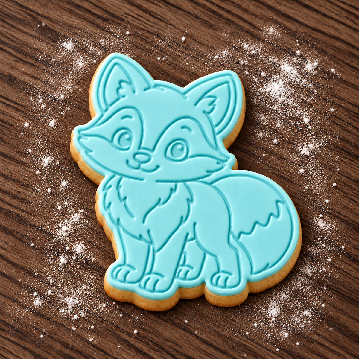 Fox decorated fondant cookie