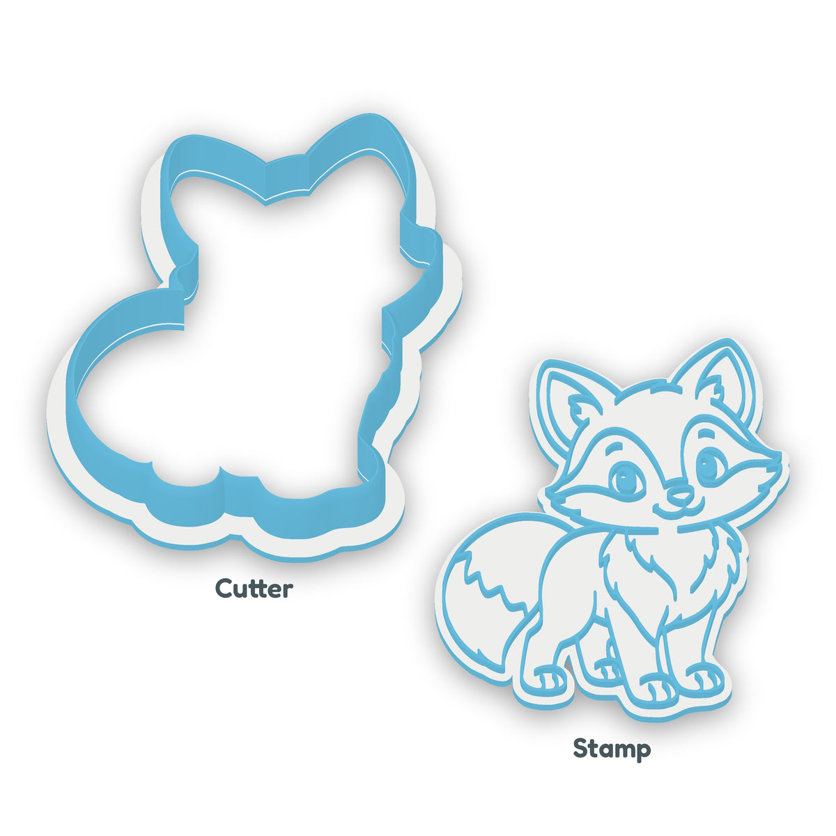 Fox separate cookie cutter and matching embosser