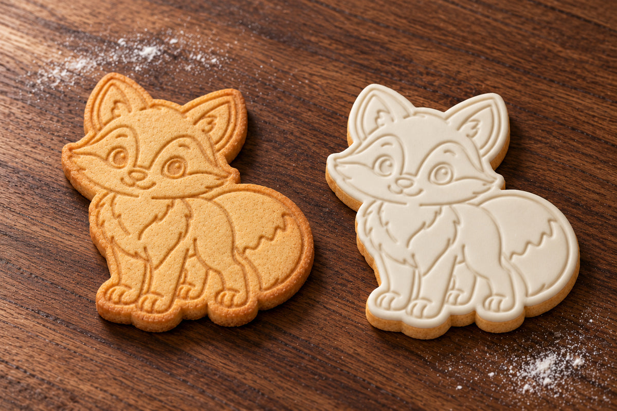 Fox plain and white fondant cookie examples