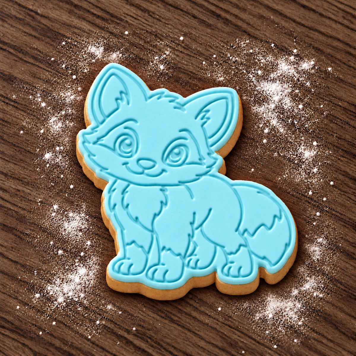 Fox Cub decorated fondant cookie
