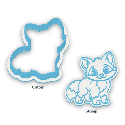 Fox Cub separate cookie cutter and matching embosser