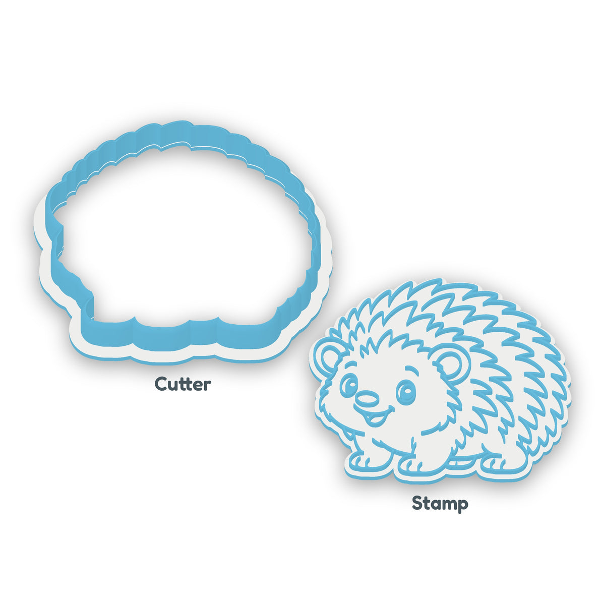 Hedgehog separate cookie cutter and matching embosser