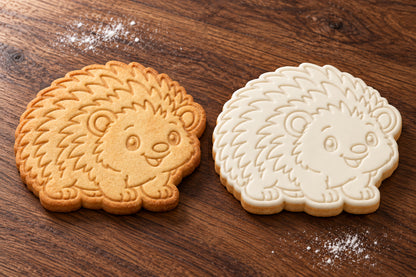 Hedgehog plain and white fondant cookie examples
