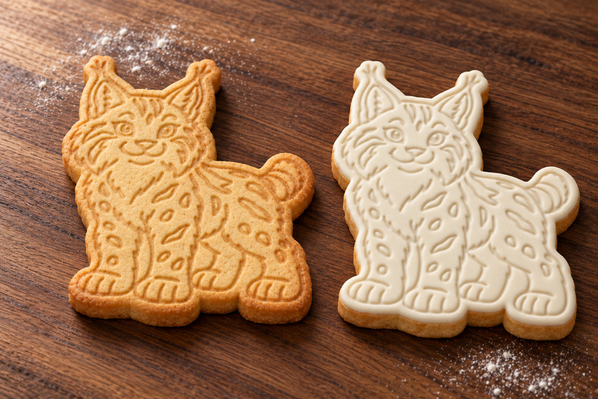 Lynx plain and white fondant cookie examples