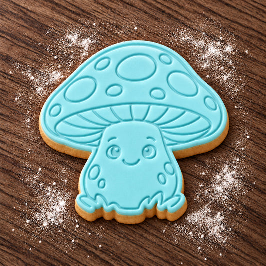 Mushroom decorated fondant cookie
