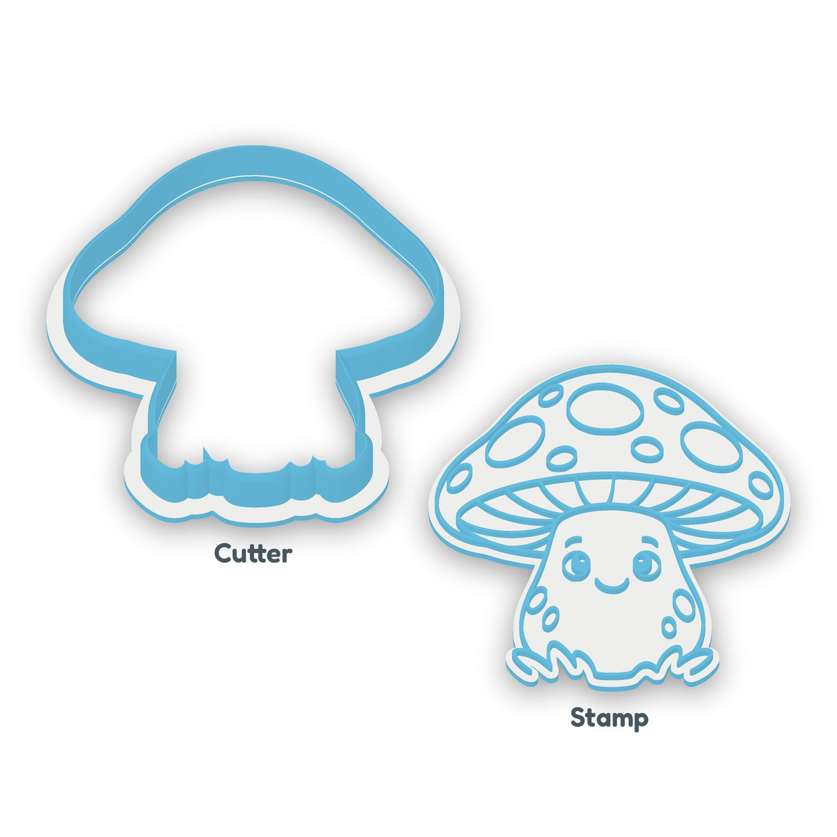 Mushroom separate cookie cutter and matching embosser