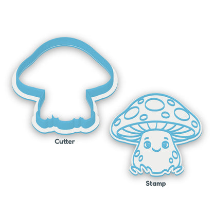 Mushroom separate cookie cutter and matching embosser