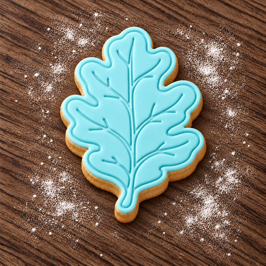 Oak Leaf decorated fondant cookie
