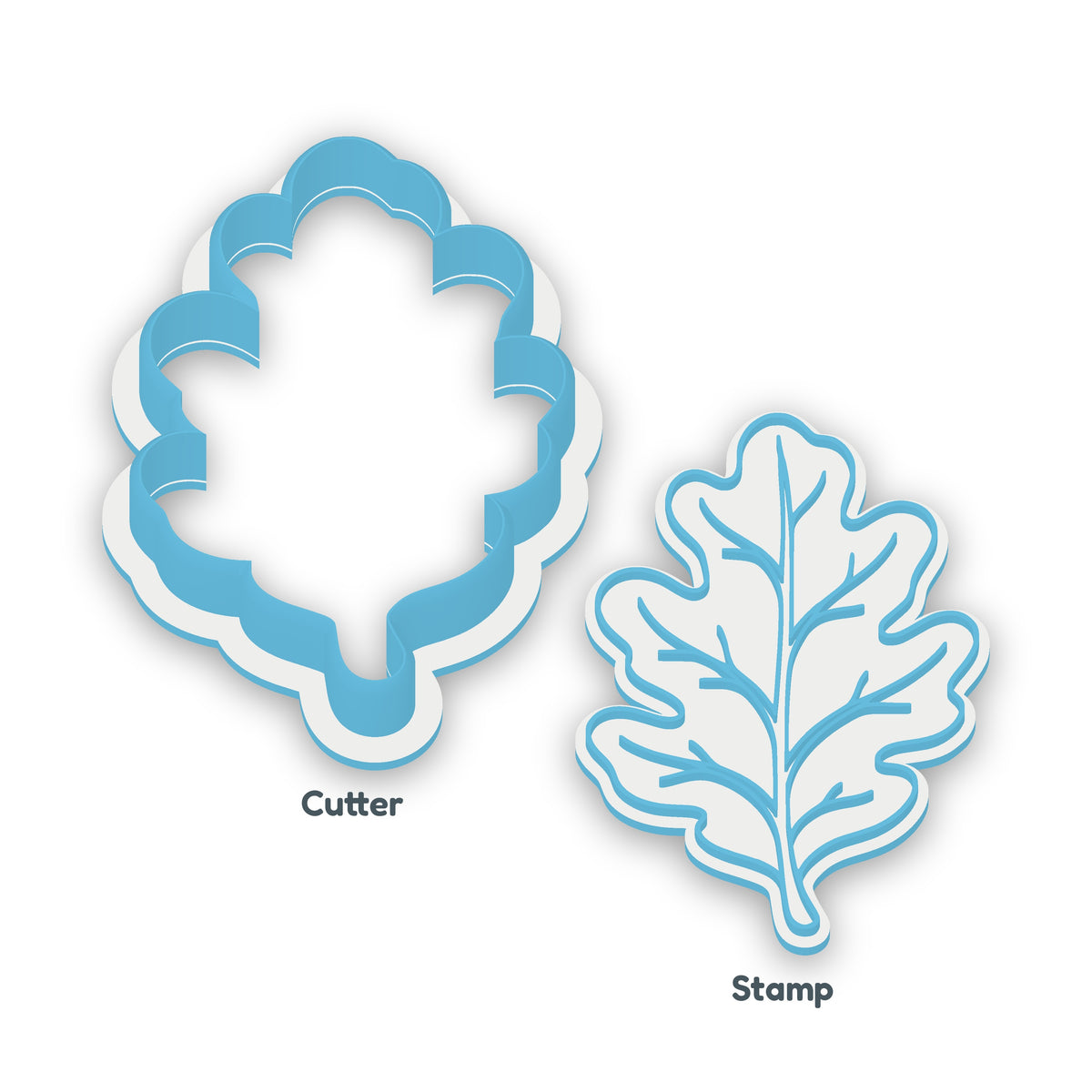 Oak Leaf separate cookie cutter and matching embosser