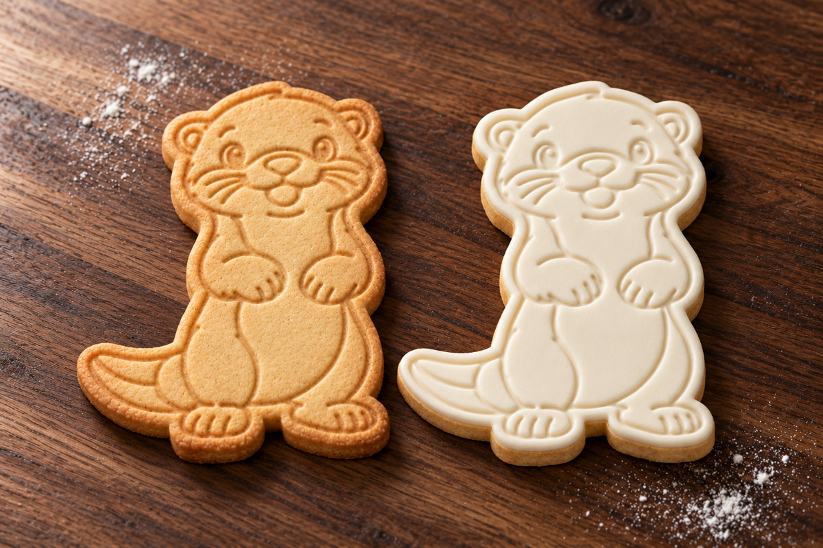 Otter plain and white fondant cookie examples