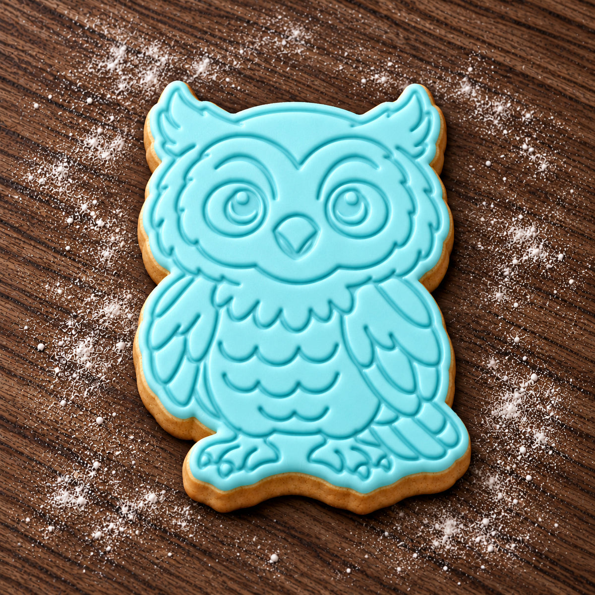 Owl decorated fondant cookie