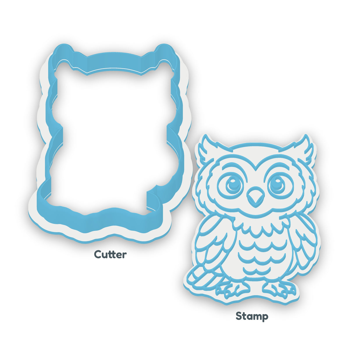 Owl separate cookie cutter and matching embosser