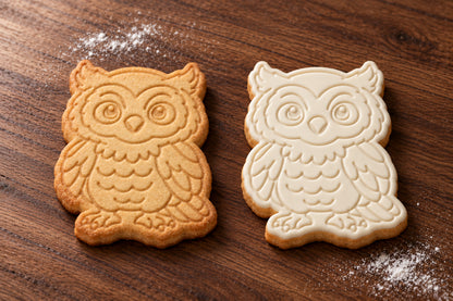 Owl plain and white fondant cookie examples