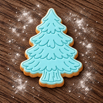 Pine Tree decorated fondant cookie