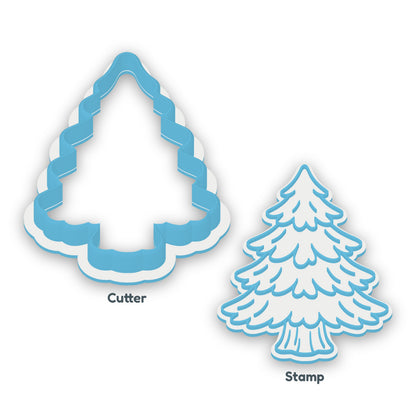 Pine Tree separate cookie cutter and matching embosser