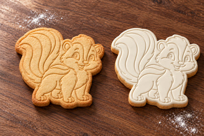 Skunk plain and white fondant cookie examples