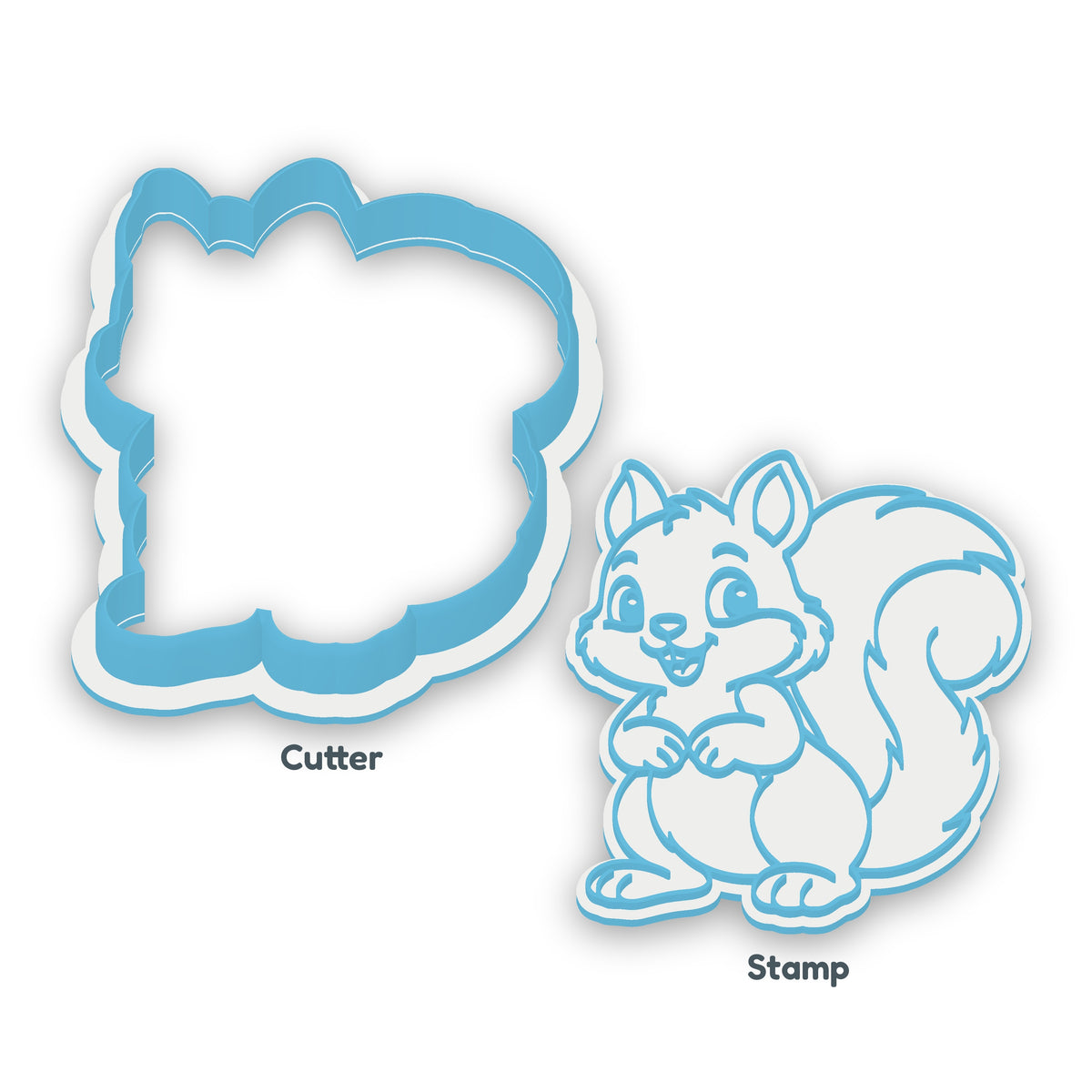 Squirrel separate cookie cutter and matching embosser