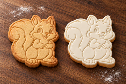 Squirrel plain and white fondant cookie examples