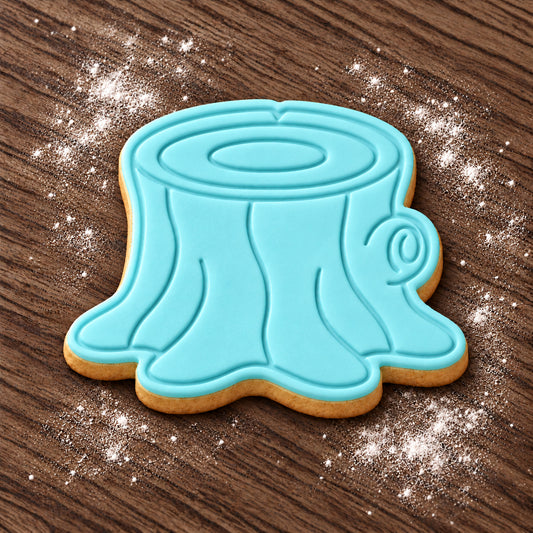 Tree Stump decorated fondant cookie