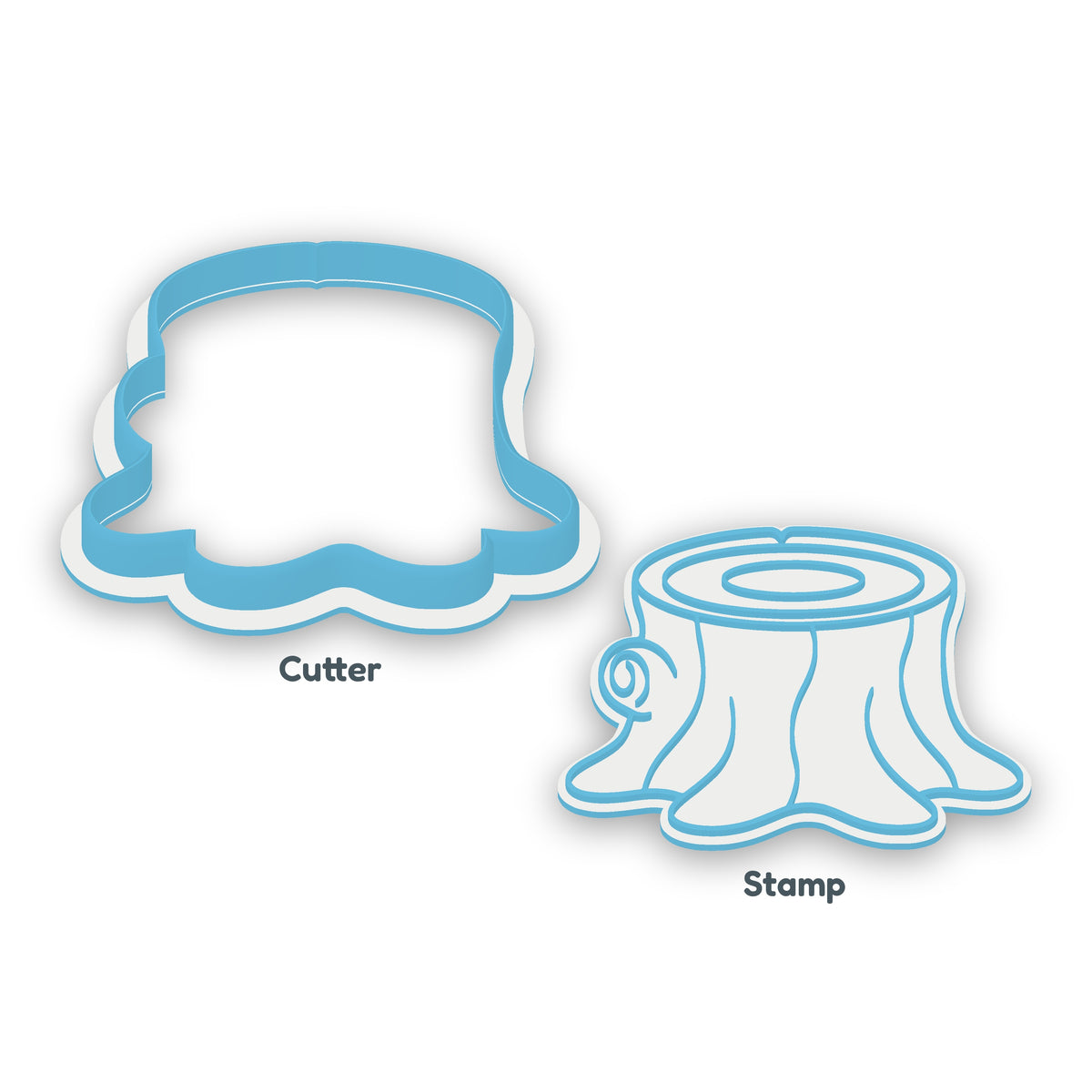 Tree Stump separate cookie cutter and matching embosser