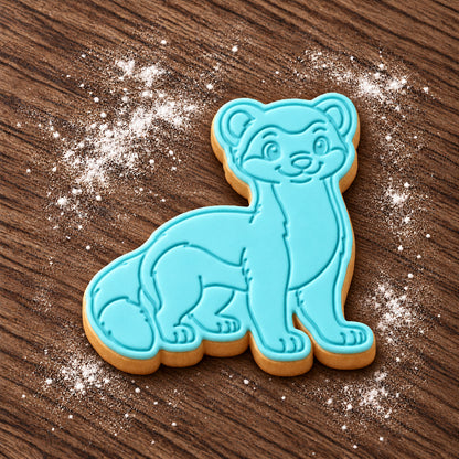 Weasel decorated fondant cookie