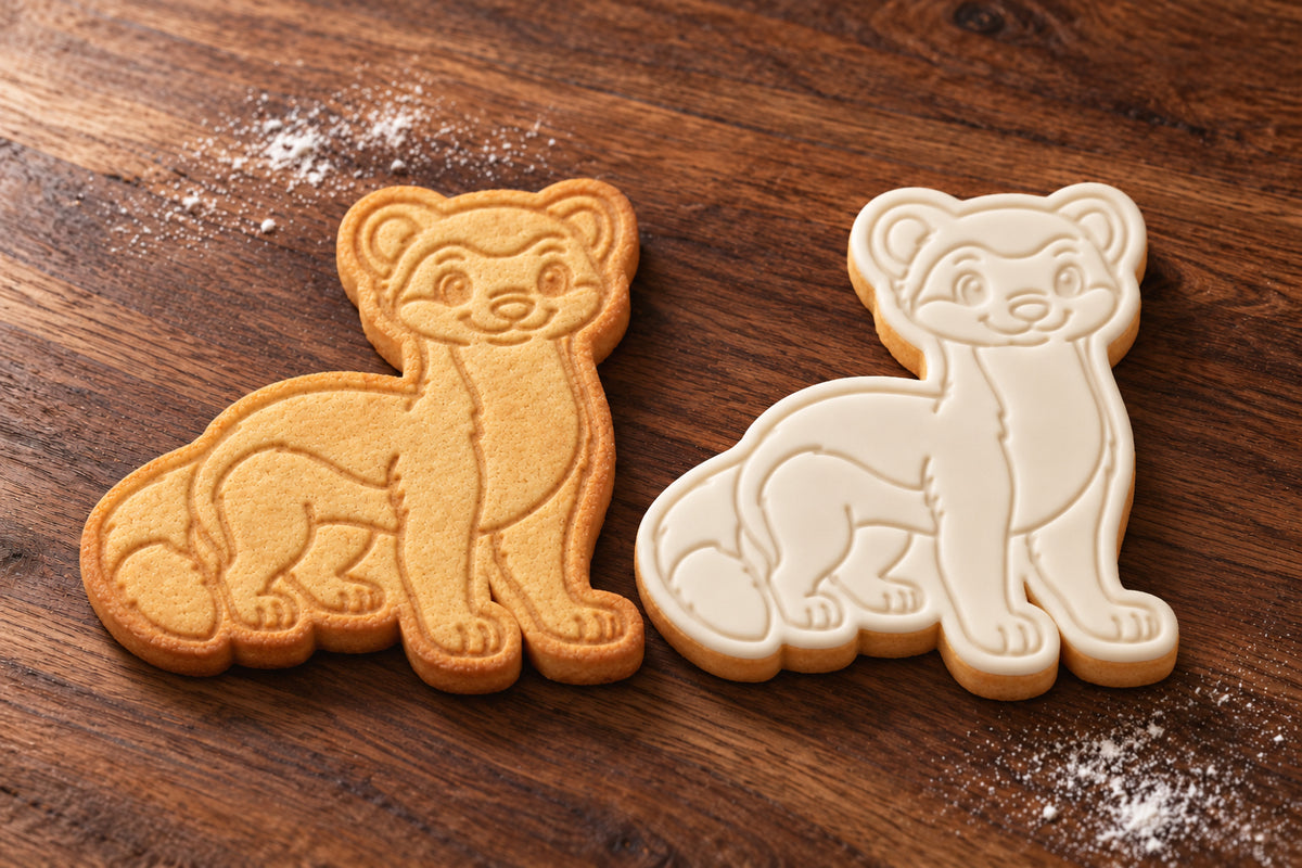Weasel plain and white fondant cookie examples