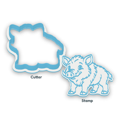 Wild Boar separate cookie cutter and matching embosser