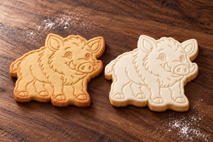 Wild Boar plain and white fondant cookie examples