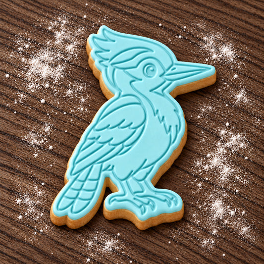 Woodpecker decorated fondant cookie