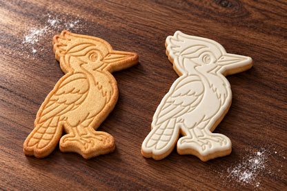 Woodpecker plain and white fondant cookie examples