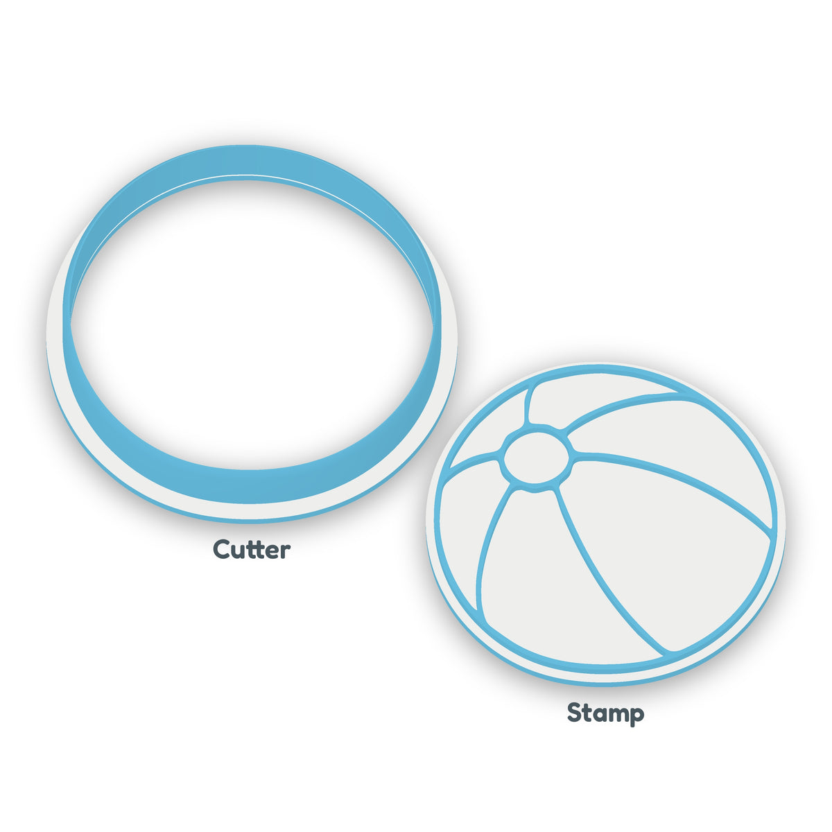 Beach Ball cookie cutter and embosser set – separate cutter and matching embosser