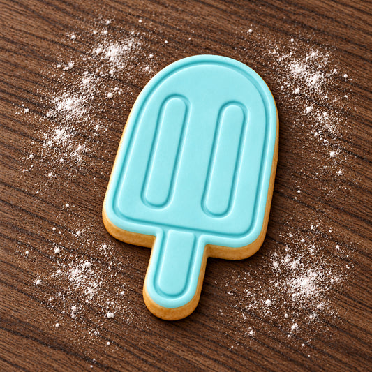 Icy Pole cookie cutter and embosser set – aqua fondant cookie example