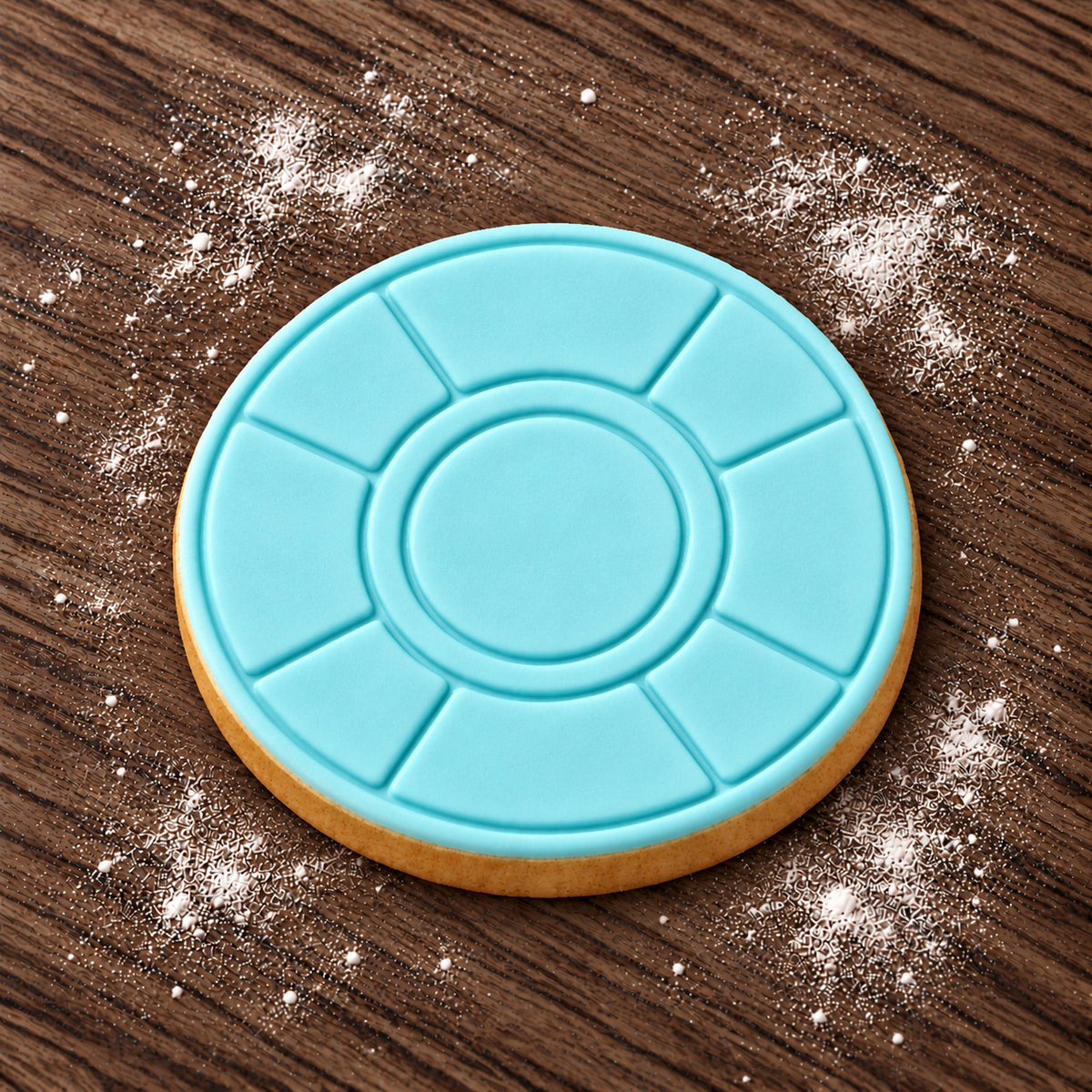 Lifesaver Ring cookie cutter and embosser set – aqua fondant cookie example