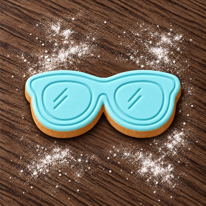 Sunglasses cookie cutter and embosser set – aqua fondant cookie example