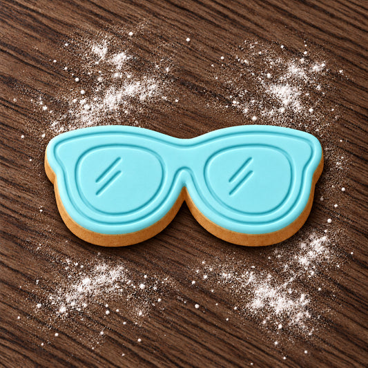 Sunglasses cookie cutter and embosser set – aqua fondant cookie example