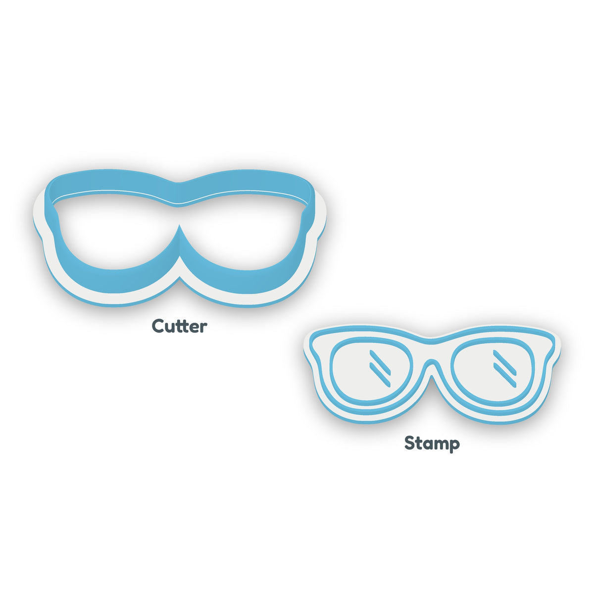 Sunglasses cookie cutter and embosser set – separate cutter and matching embosser