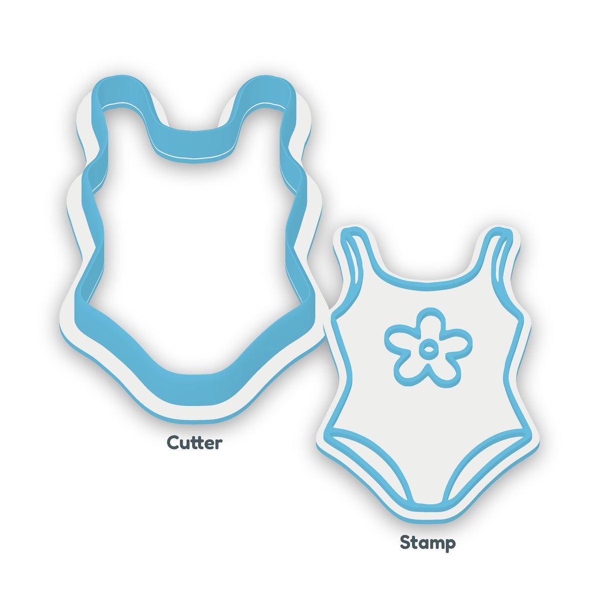 Swimsuit cookie cutter and embosser set – separate cutter and matching embosser