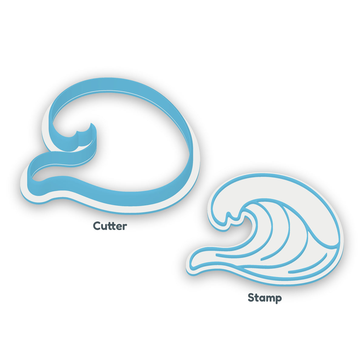 Wave cookie cutter and embosser set – separate cutter and matching embosser